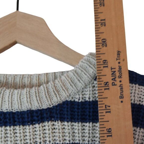 Velvet Striped Sweater XS Fisherman Coastal Heavy Knit French Minimalist - Picture 4 of 8